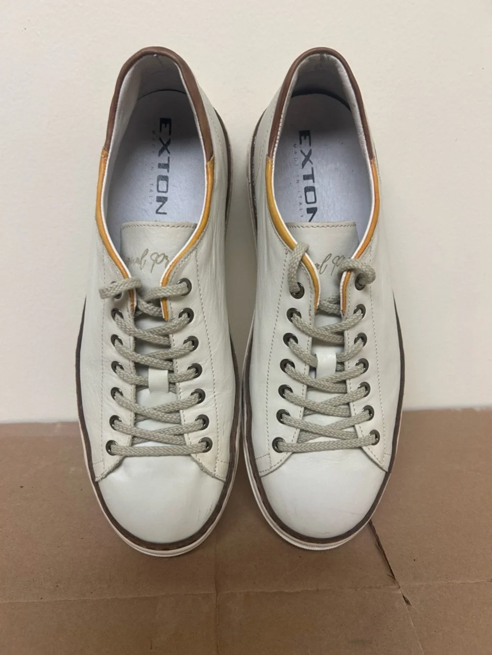 Men's Cream Exton Low-Top Casual Sneakers - Picture 5 of 6